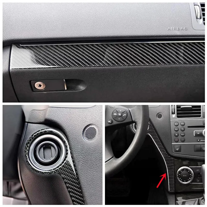 Car Driver and Co-Pilot Dashboard Start Button Modification Cover Trim Strips Stickers For Benz C W204 Car Inner Accessories