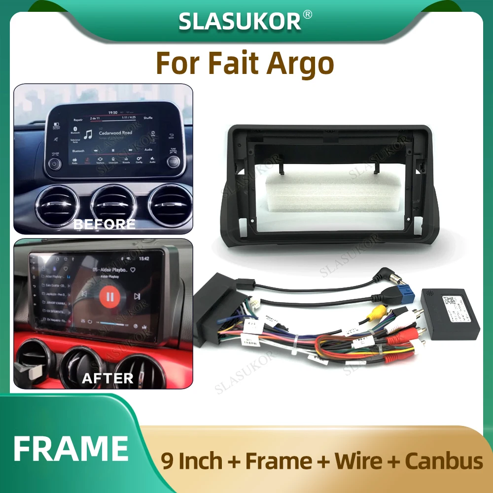 

9 Inch Car Radio Fascia For Fiat Argo Car Radio Panel Player Audio Frame Dashboard Mount Kit With Wire