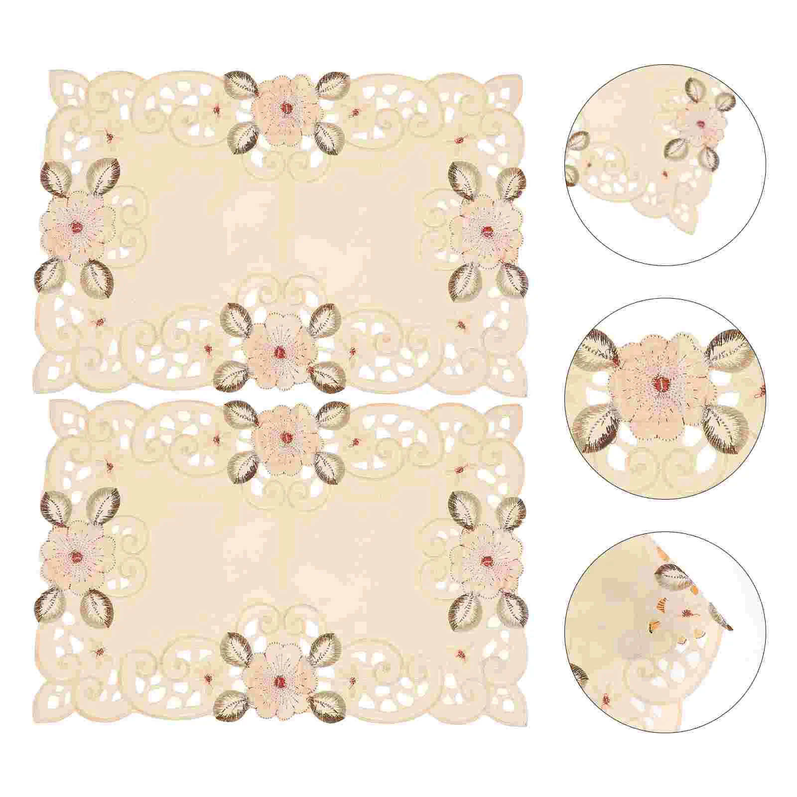 

Placemats Mat Table Place Placemat Decorative Cup Mats Spring Embroidered Doily Embroidery Dinner Coaster Tea Hot Rustic Pad