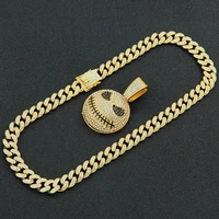 hip hop iced out cuban chains bling diamond funny smile pendant mens necklaces miami gold chain charm mens jewelry choker gifts