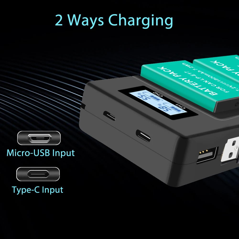 Аккумулятор Palo LP-E17 LPE17 LP E17 1800 мАч + умное быстрое зарядное устройство usb для Canon EOS