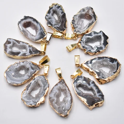 Оптовая продажа, 10 шт./лот, натуральный нерегулярный агат, подвески для изготовления ювелирных изделий, браслеты, ожерелья, аксессуары, бесплатная доставка