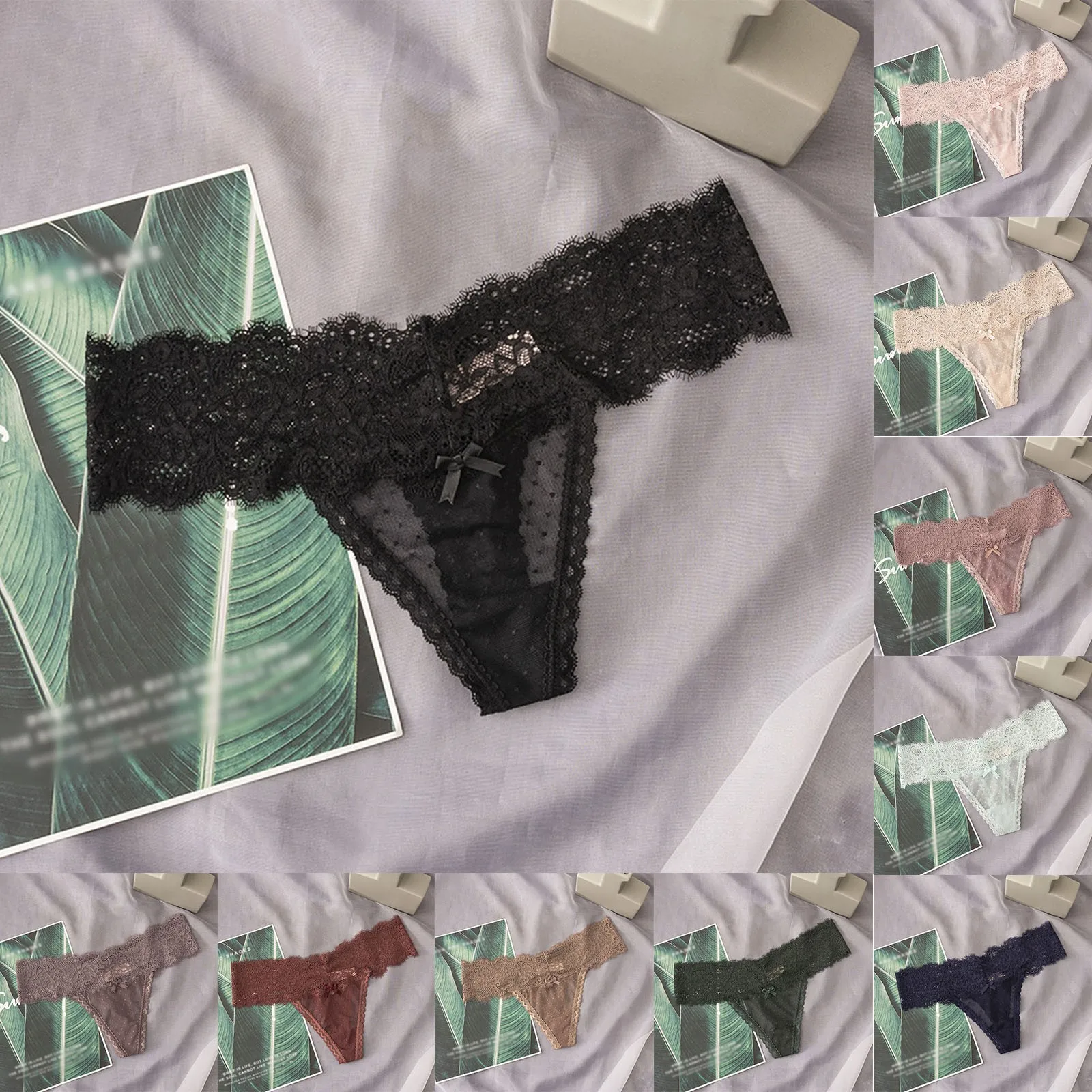 

Womens Panties Large Women's Sexy Lace Transparent Thong Low Waist Sexy Underwear Thong Underwear High Waist Panties