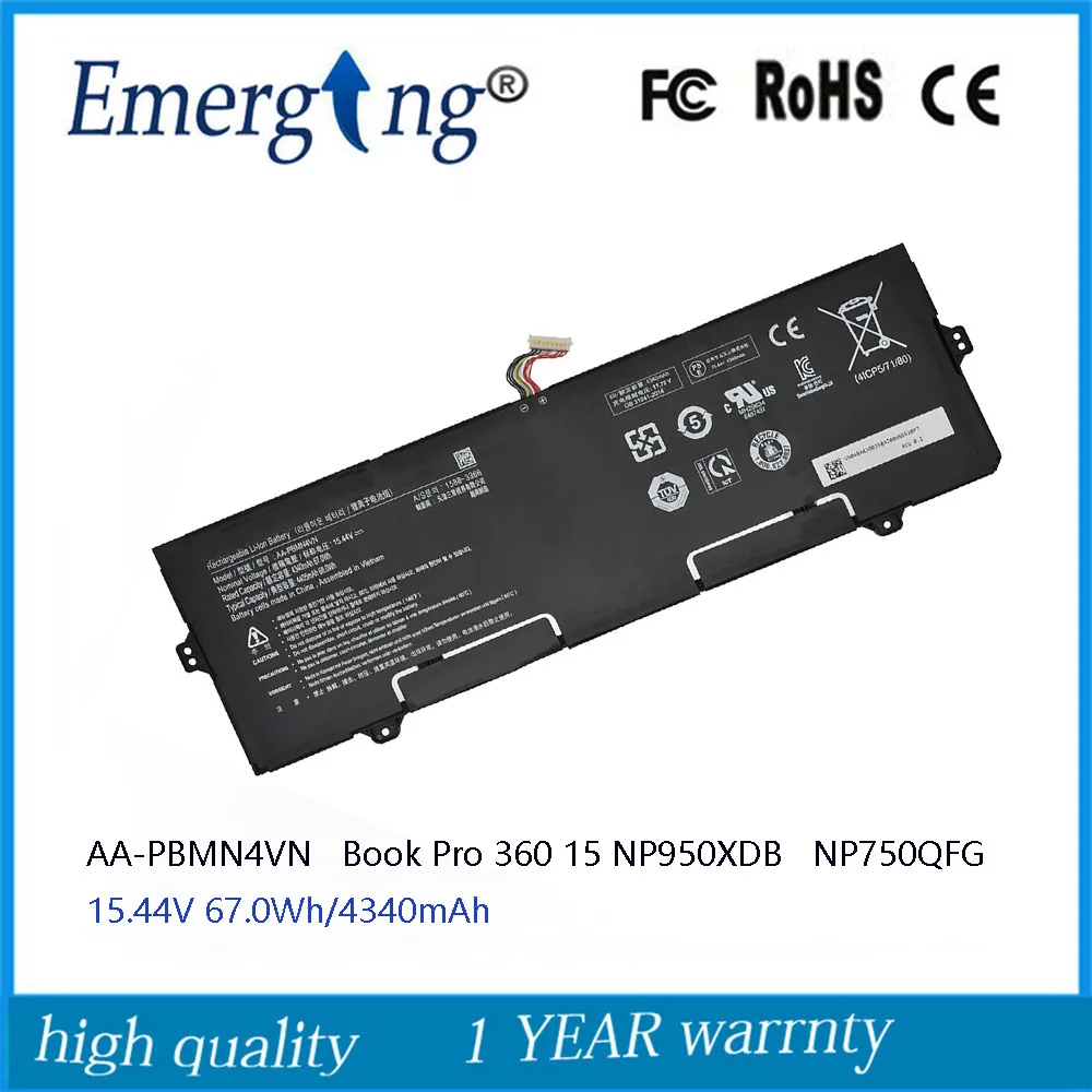 Аккумулятор для ноутбука 15 44 В 67 0 Втч AA-PBMN4VN Samsung Galaxy Book Pro 360 NP950XDB NP950QDB NP750QFG серии