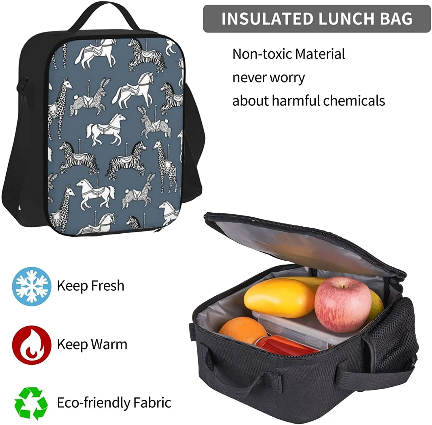 Grey Backpack Set 3-Piece Teen Boys Girls Backpack Messenger Lunch Bag Pencil Case Set