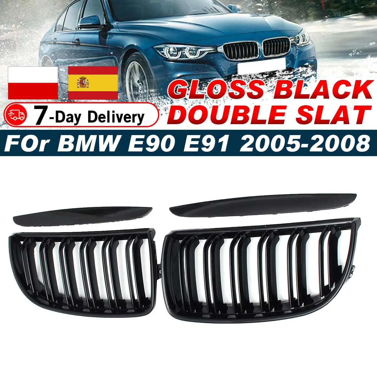 

4PC/SET Pair Car Front Kidney style Double Slat Grille Set For BMW E90 E91 2005-2008/BMW 5 F10 2009-2016 E39 G30 G38 F11 E36
