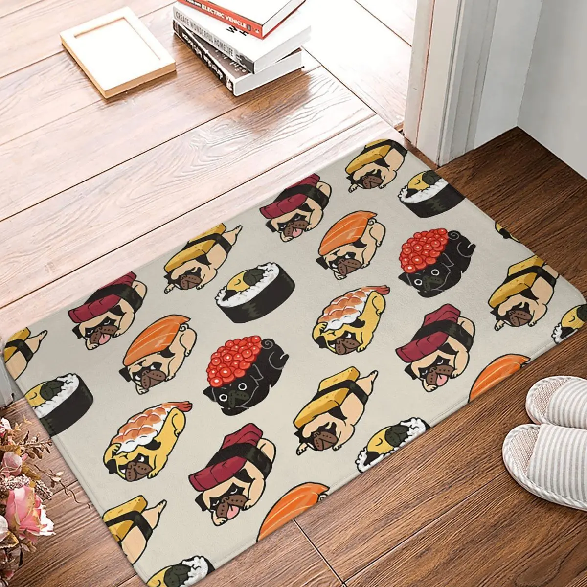 

NK Non-slip Doormat Living Room Mat Sushi Pug Balcony Carpet Welcome Rug Indoor Decor