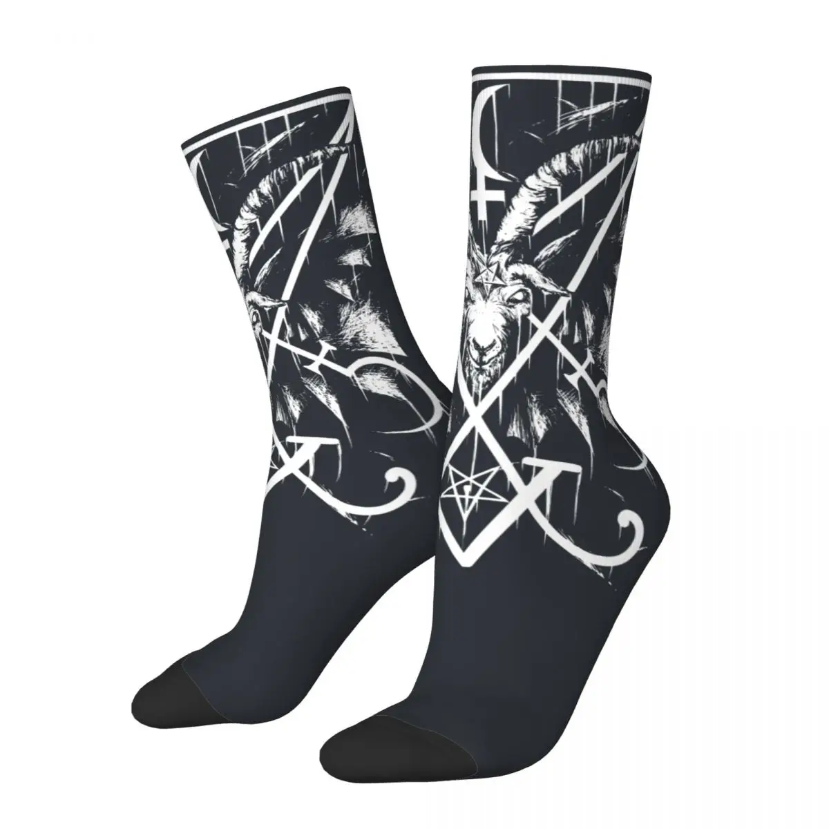 

Funny Men's compression Socks SIGIL Retro Harajuku Baphomet Satan Lucifer Hip Hop Novelty Seamless Crew Crazy Sock Gift Printed