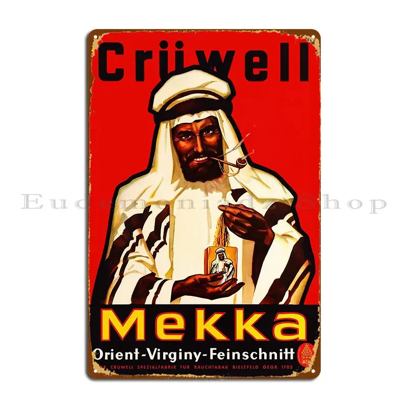 Фото Круэлл Mekka 1950 Листья табака Немецкий металлический знак Настенный декор Дизайнер Ретро Кухня Гараж Оловянная вывеска Плакат №1