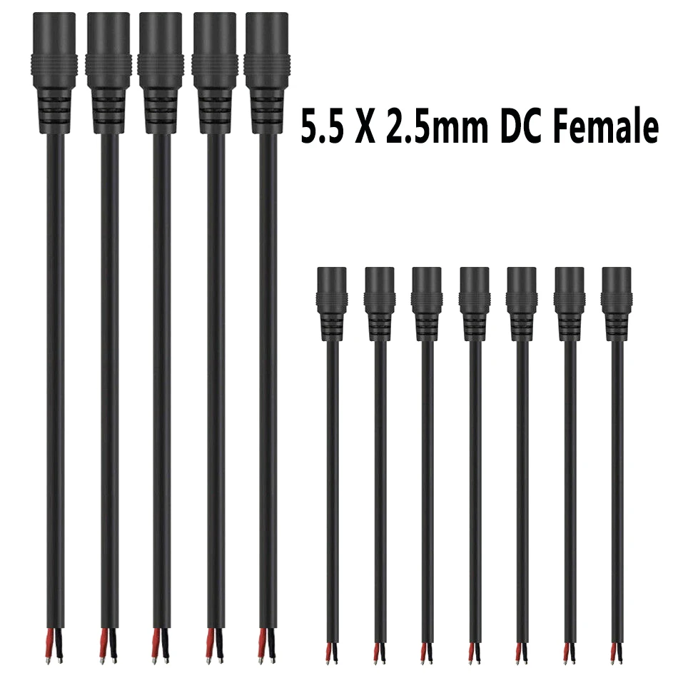 

Разъем 14AWG 16awg 18awg 5,5x2,5 мм, 2-контактный разъем питания, штекер постоянного тока, гнездовой адаптер для кабеля, разъем для светодиодной ленты