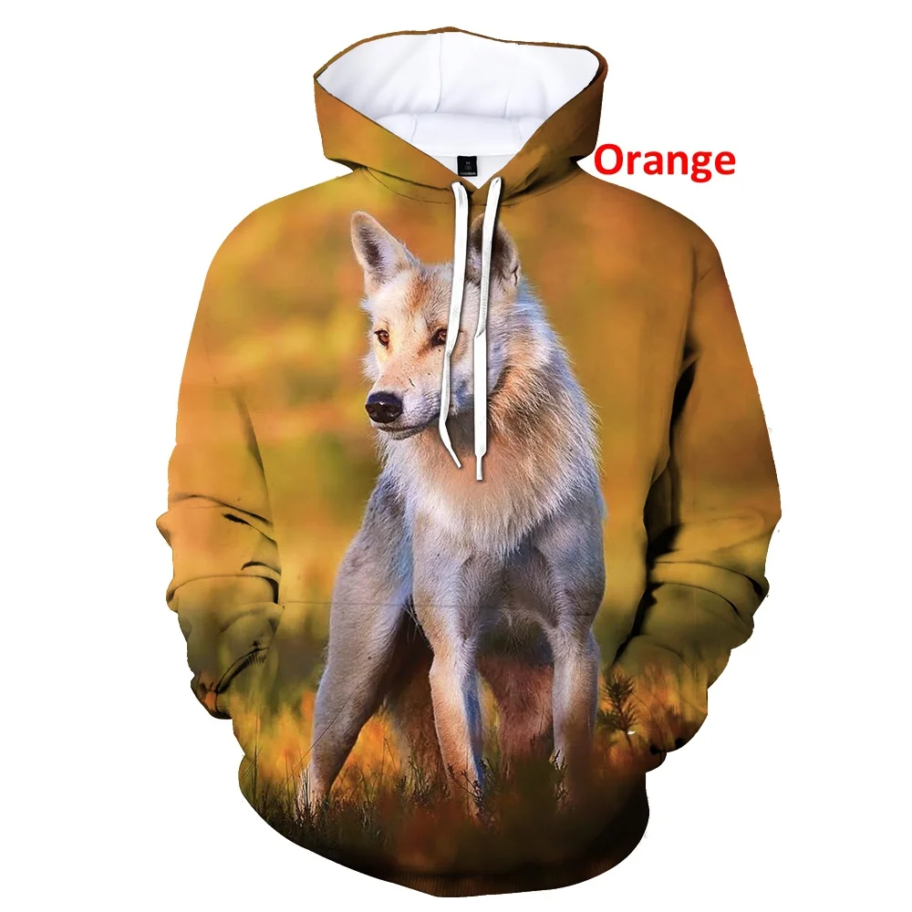 Autumn New Men's 3D Printed Wolf Hoodie Fashion Long Sleeve Personality Sweatshirt Pullover