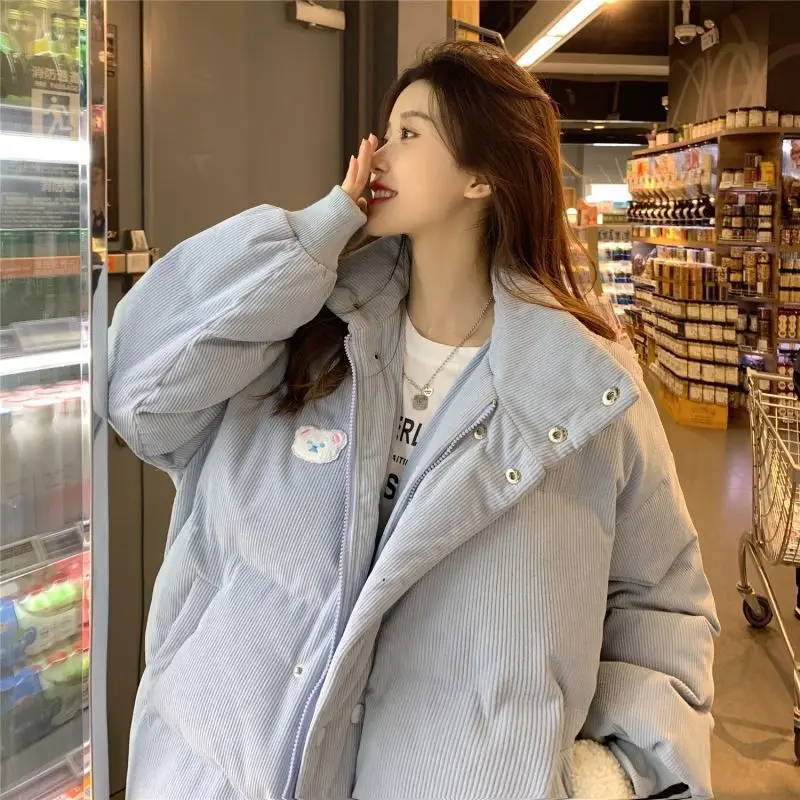 Corduroy Winter Coat Women Puffer Jacket Winter New Korean Style Long Ladies Over-the-knee Cotton Padded Jacket Keep Warm