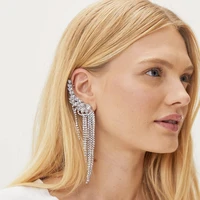 jijiawenhua new creative shiny rhinestone ear hook pendant ladies earrings dinner party wedding fashion jewelry accessories