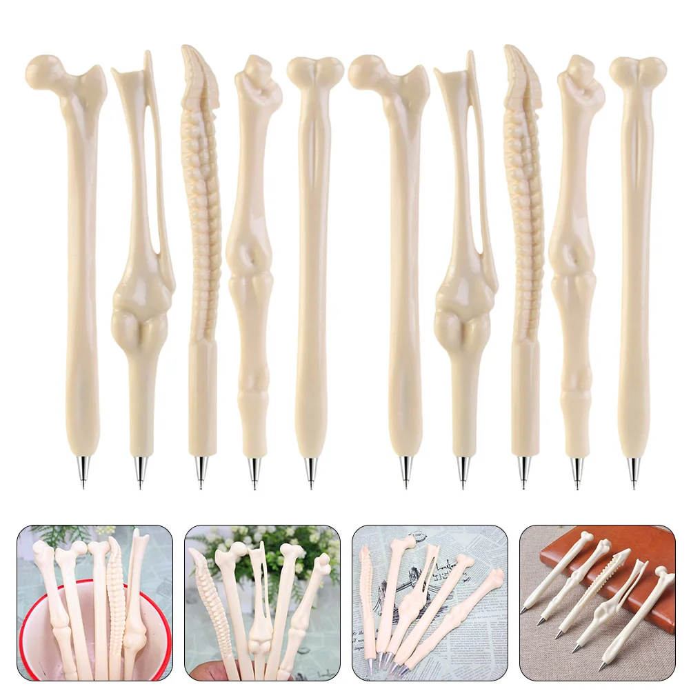 

10Pcs Students Ballpoint Pens Bone Design Pens Lifelike Bone-shaped Pens for School Mixed Style
