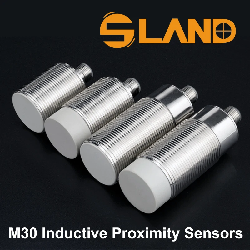 Фото Индуктивный датчик приближения SLAND M30, DC12-24V, M12-4PINS, выходы PNP/NPN, встраиваемый/навесной, экранированный/неэкранированный. №1