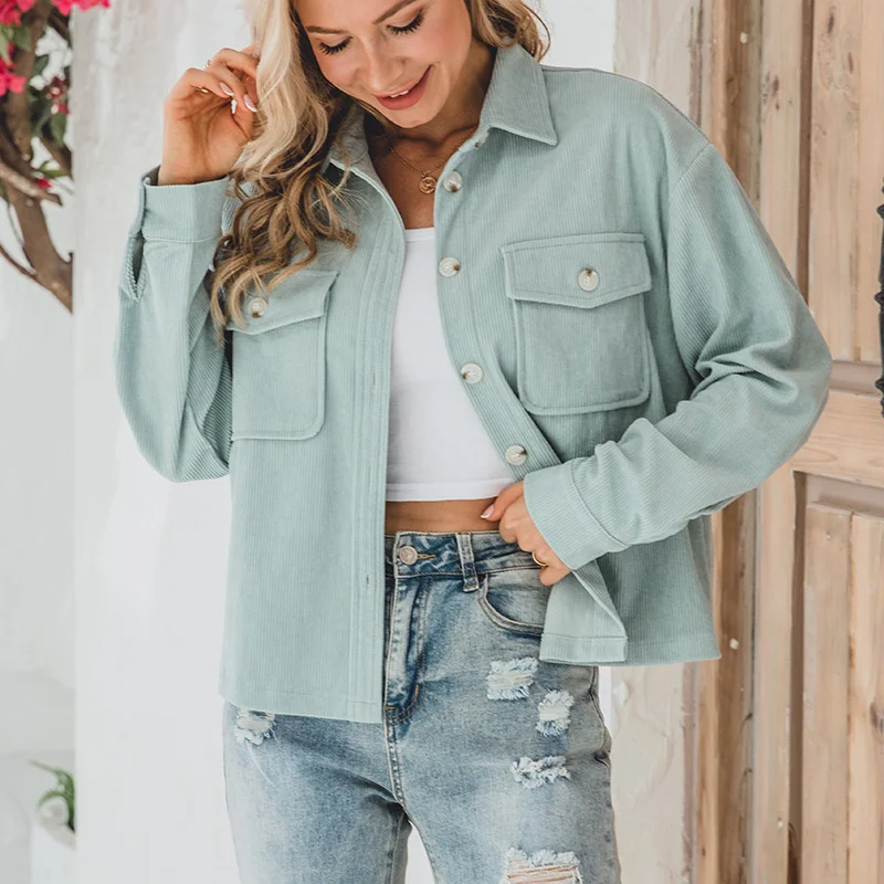 

2023 Autumn Winter Casual Long Sleeve Jacket for Women Corduroy Coat Women's Solid Warm Clothes Female Outwear Clothing 23899