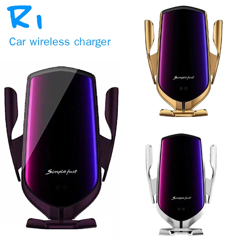 r1 10w car wireless charger automatic clamping for iphone xs for samsung infrared induction qi wireless charger car phone holder free global shipping