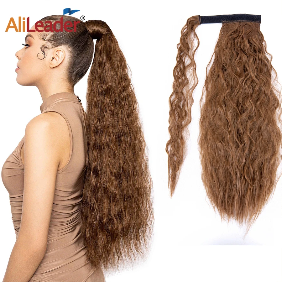 

Синтетический длинный волнистый конский хвост, кукурузный волнистый конский хвост, термостойкий длинный накладной хвост, удлинитель для конского хвоста, 22 дюйма, 24 дюйма, накладной хвост на шнурке