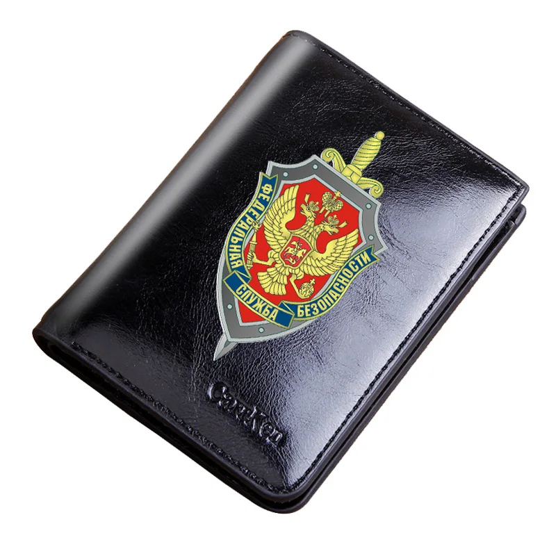 

Male Genuine Leather Wallets Федеральная служба безопасности FSB Men Wallet Small Mini Card Holder Hasp Pocket Short Purses