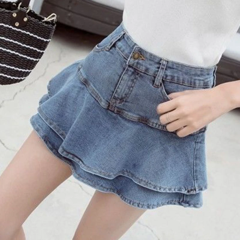 

Мини-юбка женская джинсовая трапециевидная, с карманами