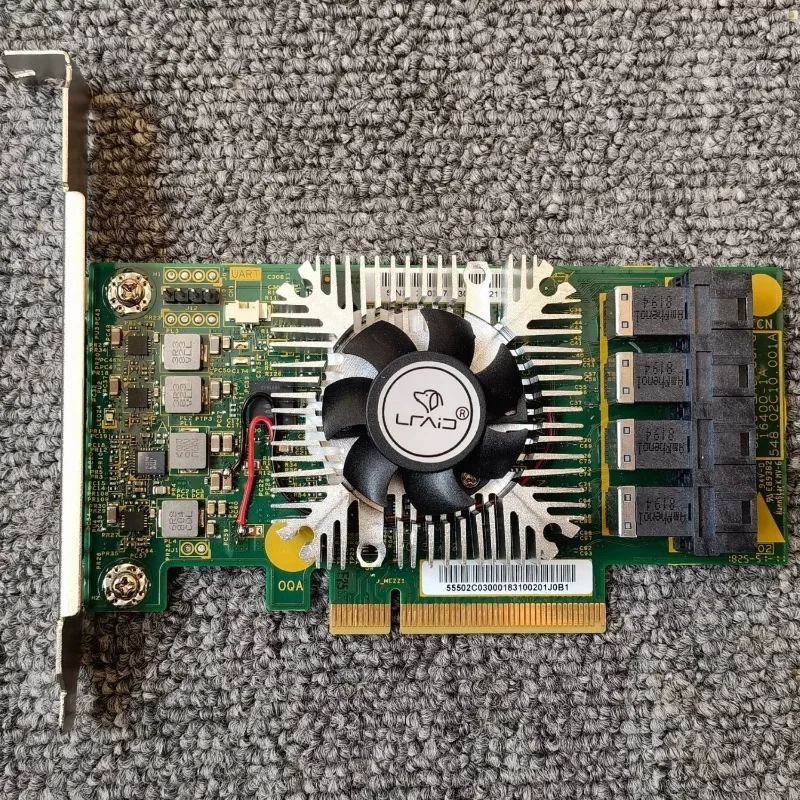 Фото Карта HBA Lsi 9305‑16i SAS3216 PCI‑E3.0 x8 12 Гбит/с, 16 портов, IT-режим, 4×SFF‑8643 для NAS TrueNAS Unraid, с модифицированным вентиляторным охлаждением №1