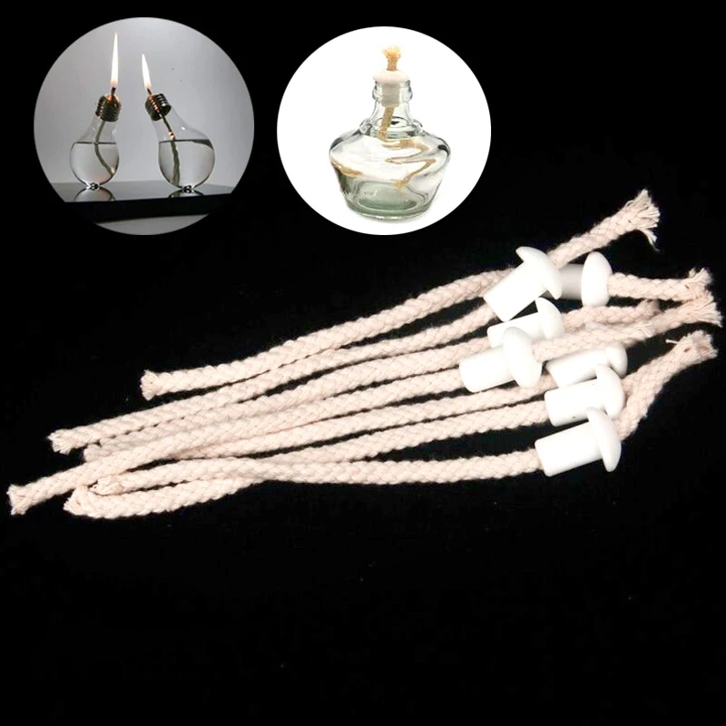7Pcs Oil Lamp Wick Holder Porcelain Holders Torch Wine Bottle Oil Candle Burner Stove Cotton Wick Lamp Fiber Glass Kerosene Wick