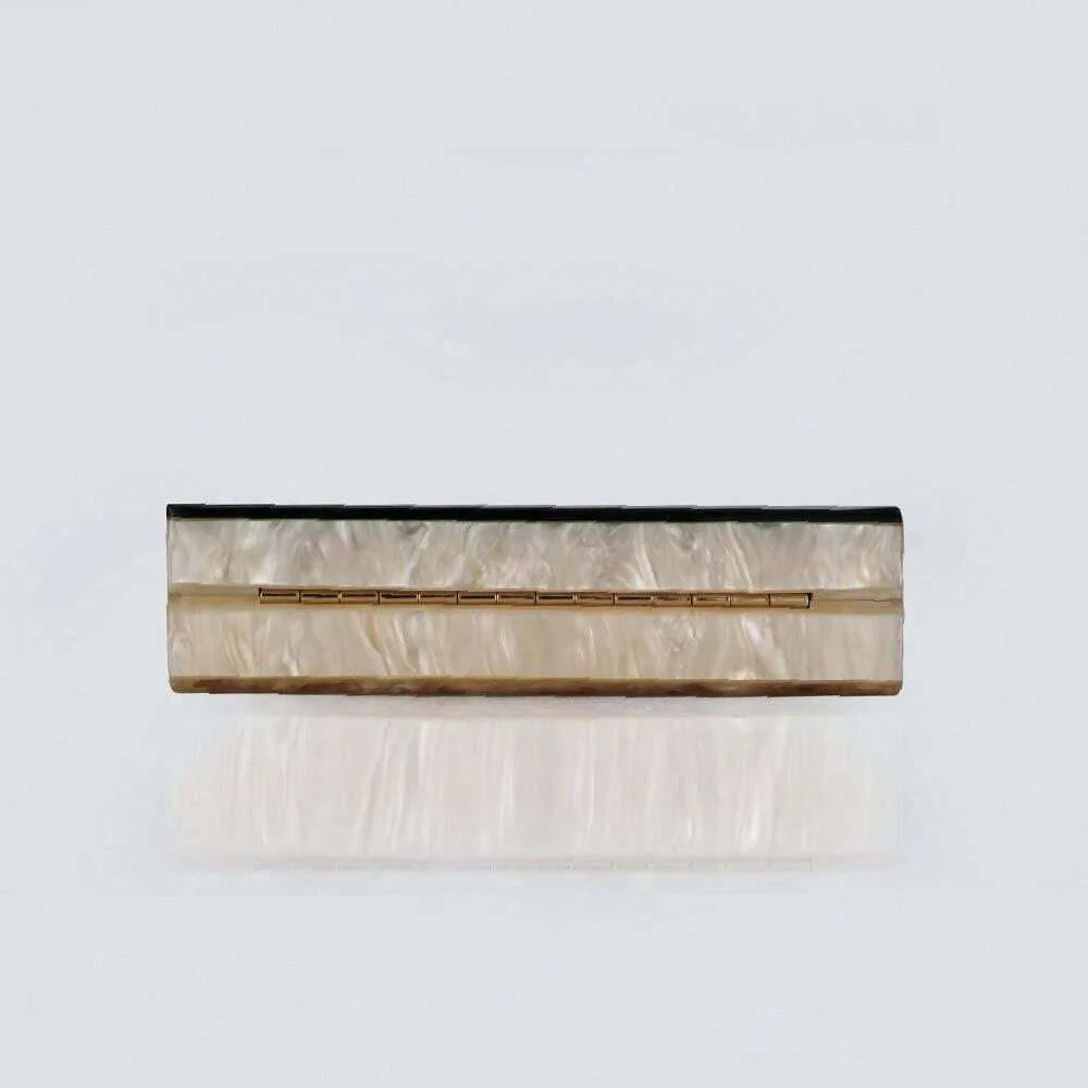 Женские жемчужно-зеленые полосатые волнистые акриловые коробки-клатчи женские