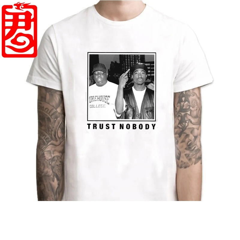 Trust Nobody Tupac 2pac Shakur Notorious BIG Men's Printed T Shirt Mens Homme Clothing Harajuku Clothes Camisetas Hombre