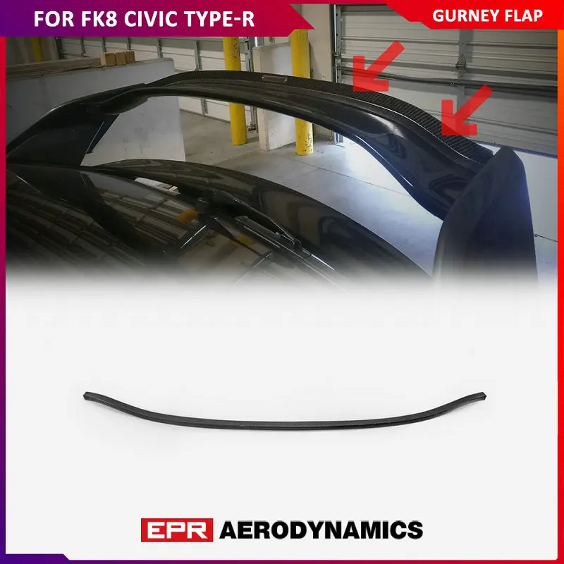 

For FK8 Civic Type R ES Style Carbon Fiber Gurney Flap (For OEM Wing Blade) Glossy Carbon Spoiler Lip Add On Splitter For FK8