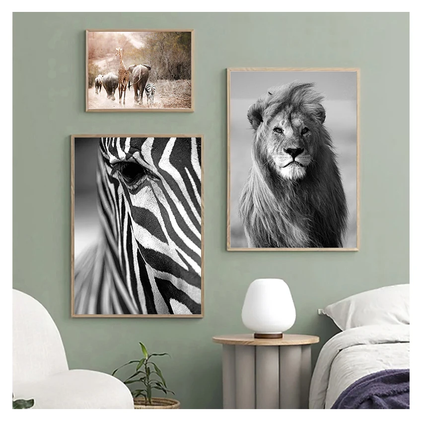Настенный художественный постер африканское животное лев зебра корова печать на
