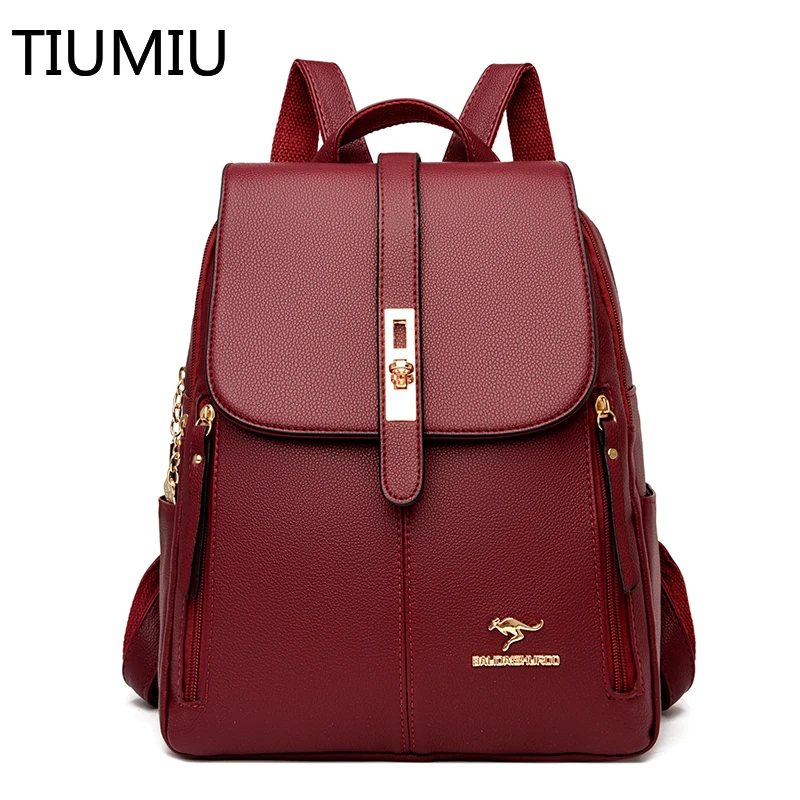 

Winter 2022 New Women Leather Backpacks Fashion Shoulder Bags Female Backpack Ladies Travel Backpack School Bags For Girls