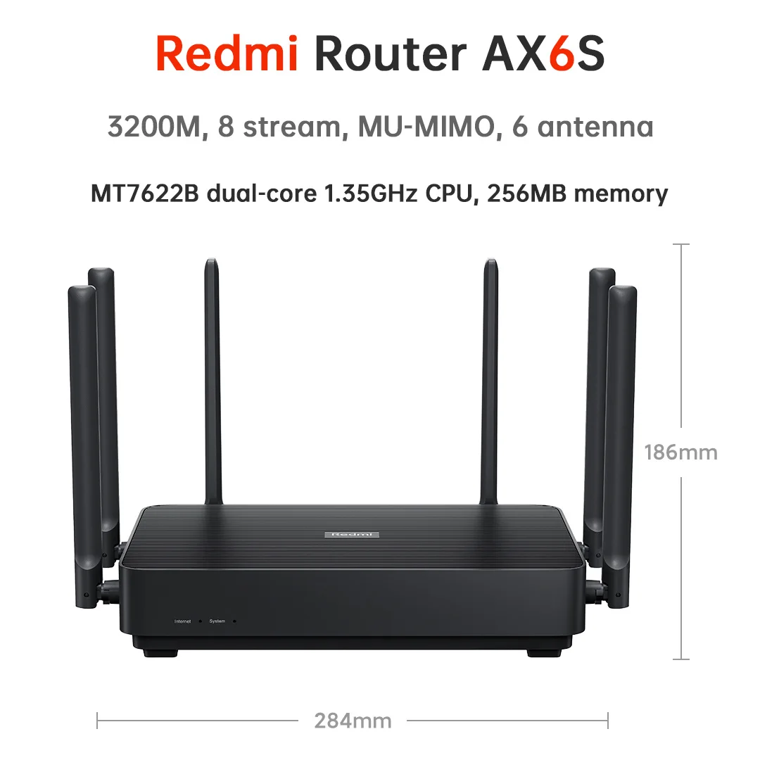 Xiaomi Redmi Ax6s Wifi 6 Router 3200 Mbps 2,4/5 GHz Dual Frequency MIMO-OFDMA High Gain Mesh Route MT7622B Dual-core 1.35GHz CPU images - 6