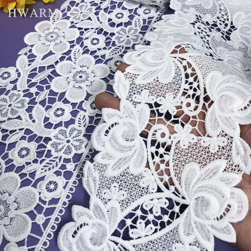 

5yard White Lace Fabric Sewing Hollow Out BarCode Trim Diy Embroidery Watersoluble Wedding Dress Clothing Accessories Decoration