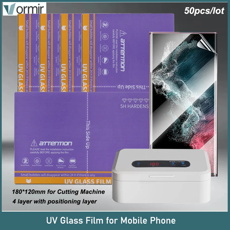 Vormir 50pcs UV Film for Sunshine Hydrogel Machine SS 890C Pro Tempered Screen Protectors for Mobile Phone Movies for Laminator