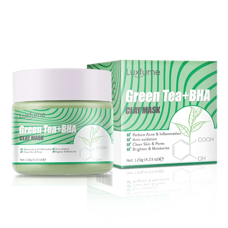 

Green Tea+BHA Clay Mask 120g Reduce Acne & Inflammation Anti-oxidation Clean Skin & Pores Brighten & Moisturize 1pcs