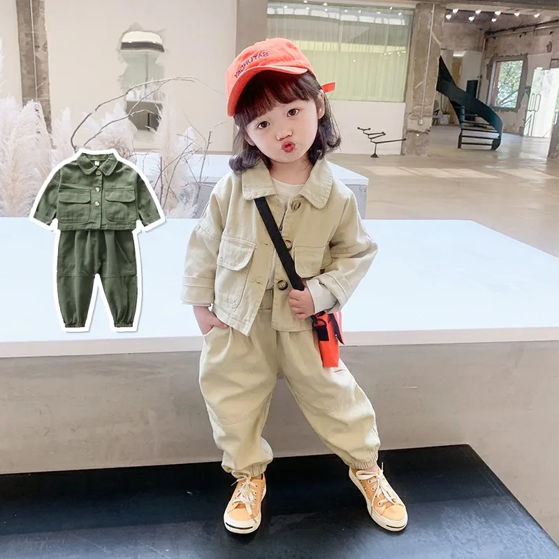 

2 шт./комплект, детский хлопковый комплект из куртки и брюк