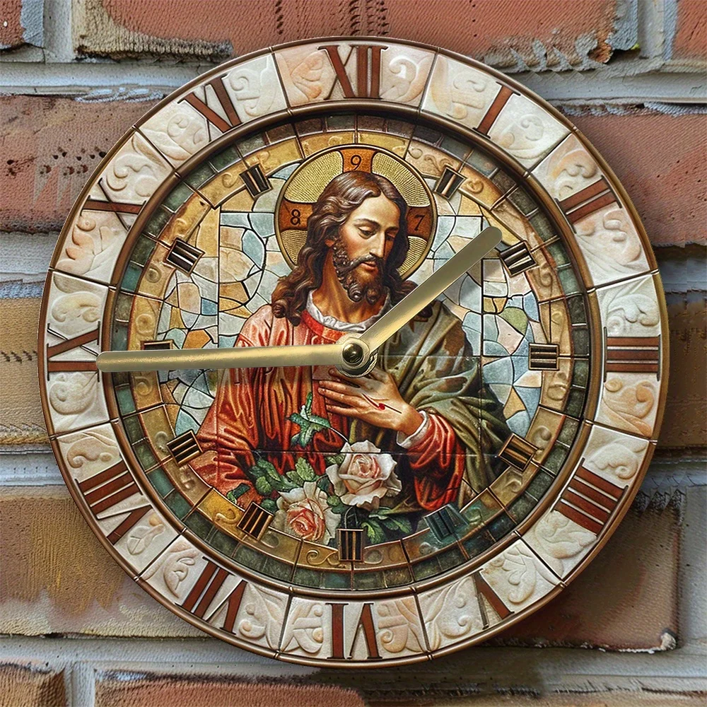 Бесшумные алюминиевые настенные часы с религиозной фигуркой Diy украшение для