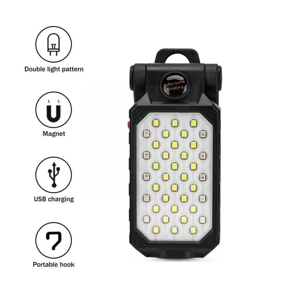 

New LED COB Foldable Handheld Work Light USB Charging Camping With Light Light Magnet Red Blue Portable L6A7