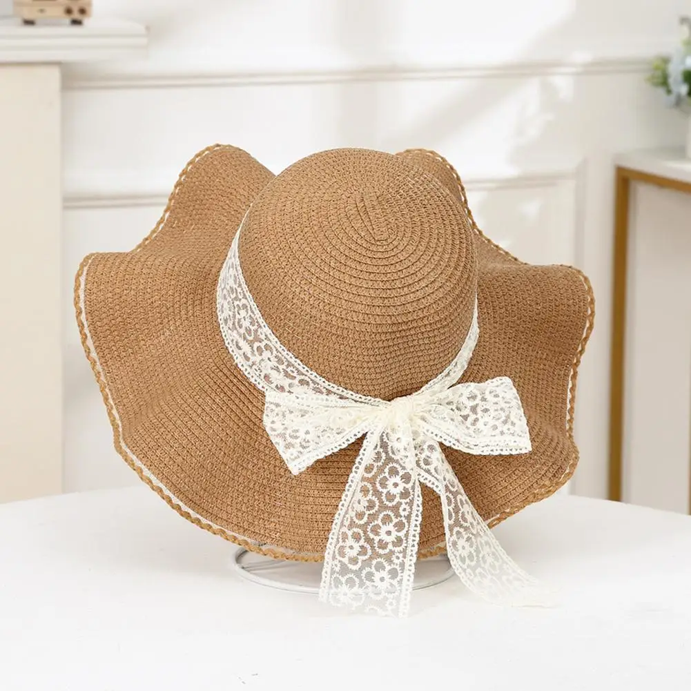 

Summer Hat Sweat Absorption Band Sun Hat Wide Wave Brim Lady Travel Hat