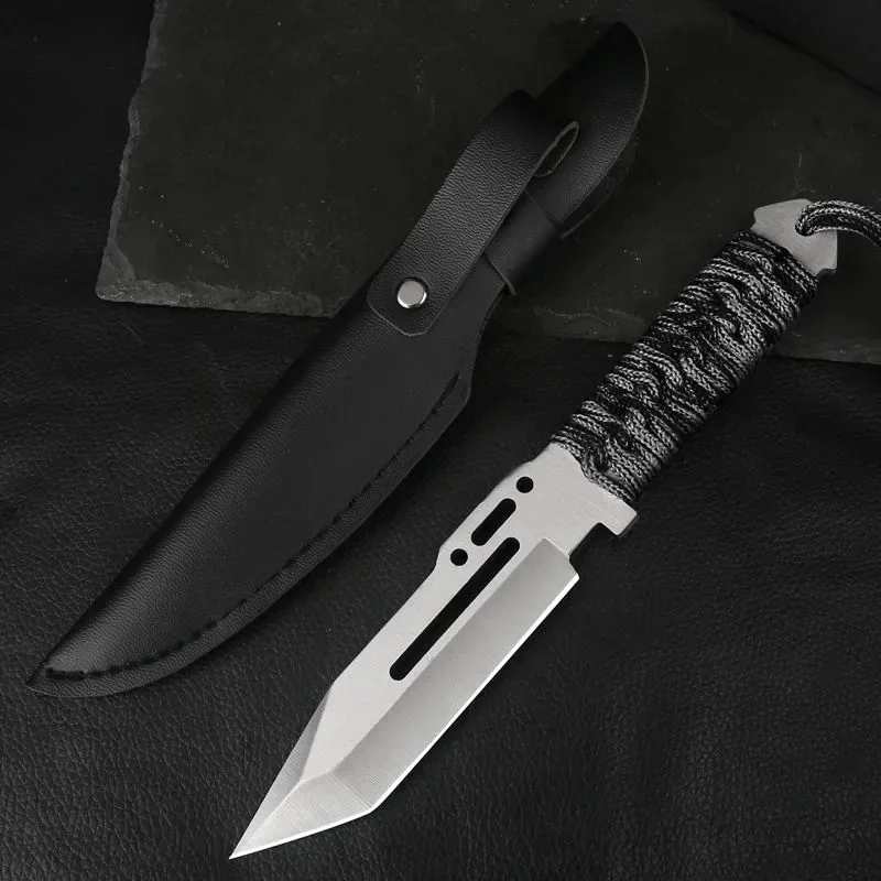 

2024 NEW Classic CS GO Tactical Stationary Knife Survival Self Defense Camping Knife with Leather
