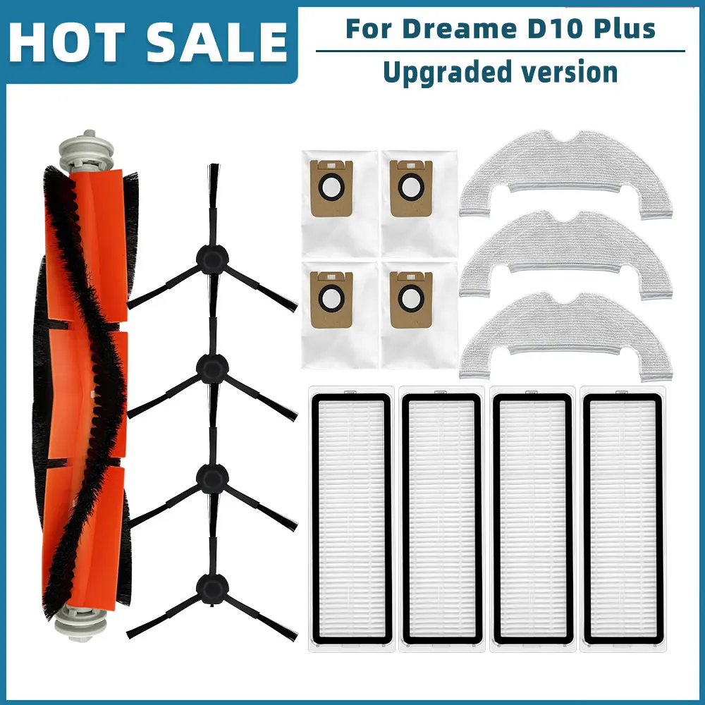 Запасные части для робота-пылесоса Xiaomi Dreame Bot D10 Plus RLS3D, основная и боковая щетки, фильтр НЕРА, мешок для сбора пыли