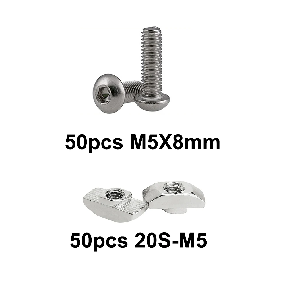 

50pcs M5*8mm Screws 50pcs M5 T-Nut for Aluminum Profile 2020