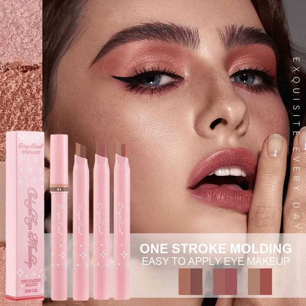 2 в 1 Перламутровые тени для век водостойкие двухцветные с шелкографией блестящие