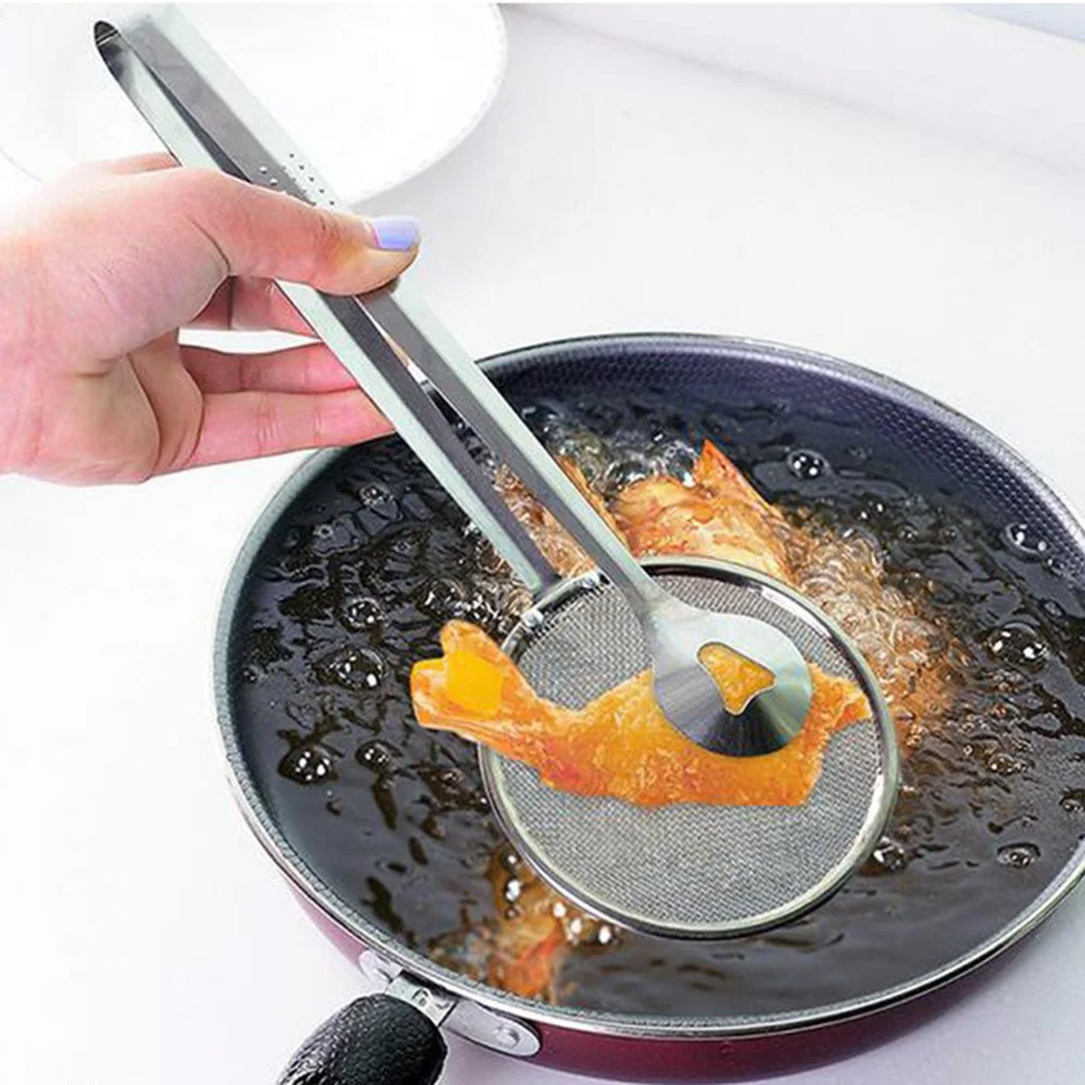 

Stainless Steel Sieve Filter Spoon Fried Food Oil Strainer Clip Long Handle Mesh Colander Leak Oil Spoon Kitchen Gadget