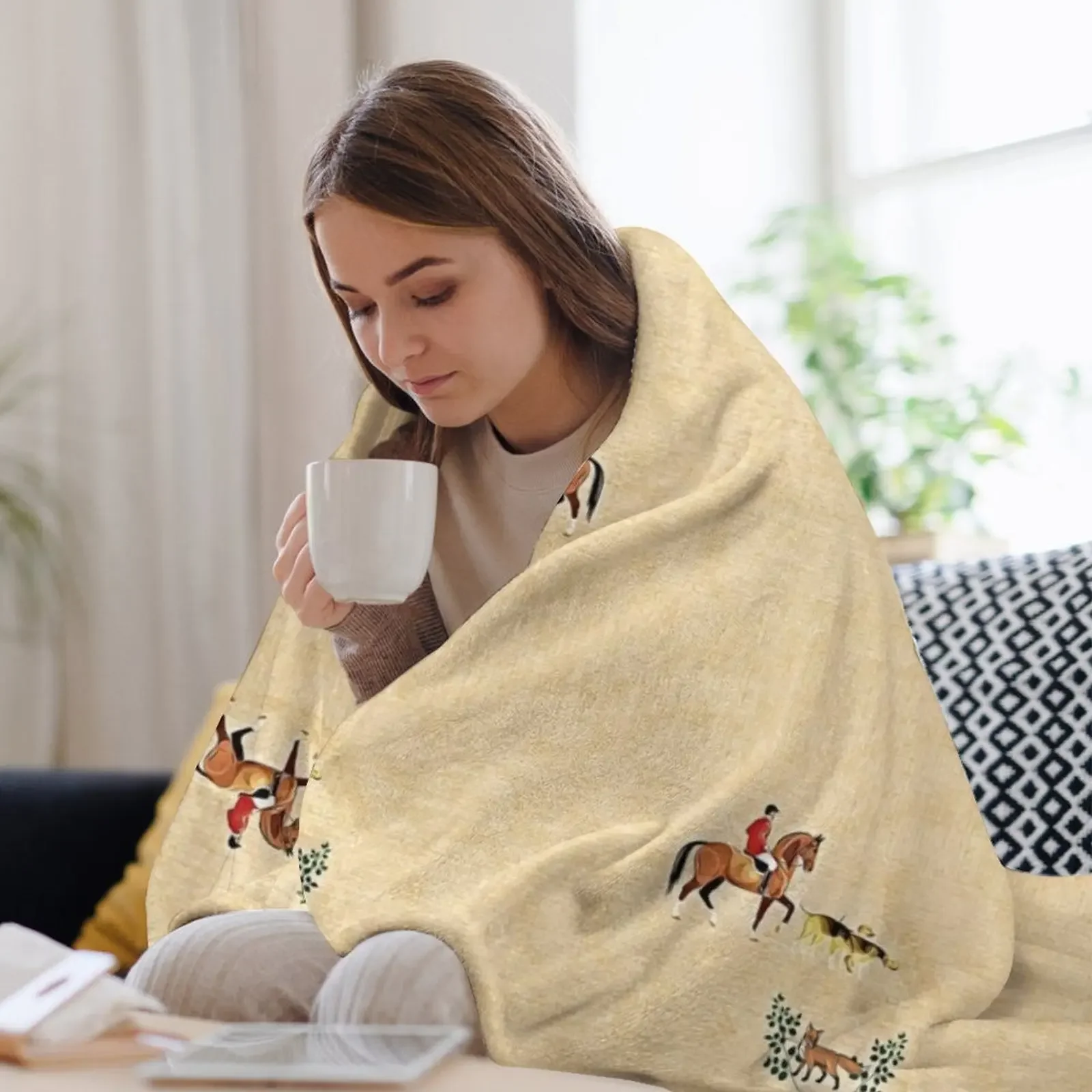 Теплое плюшевое одеяло Foxhunt