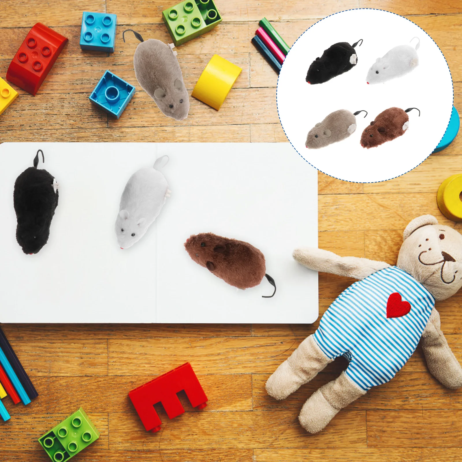 

4 Pcs Bulk Plushies Cartoon Wind Animals Prank Toys Circuit Board Kids Wind Animals Prank Rat Plush Fake Mice Child