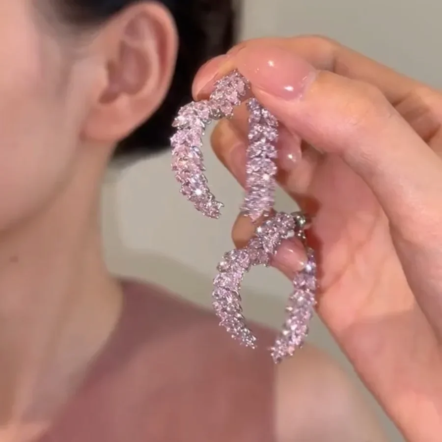 Роскошные серьги с розовыми пшеничными ушками во французском стиле легкие