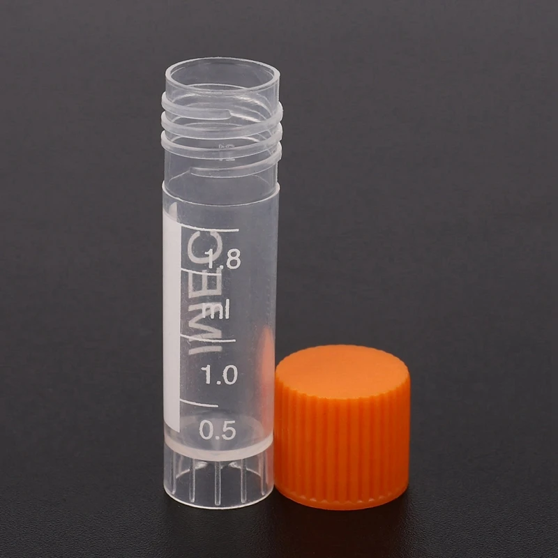 

100Pcs 1.8Ml Plastic Graduated 0.063Oz Cryovial Test Tube Sample Pipe With Seal Cap