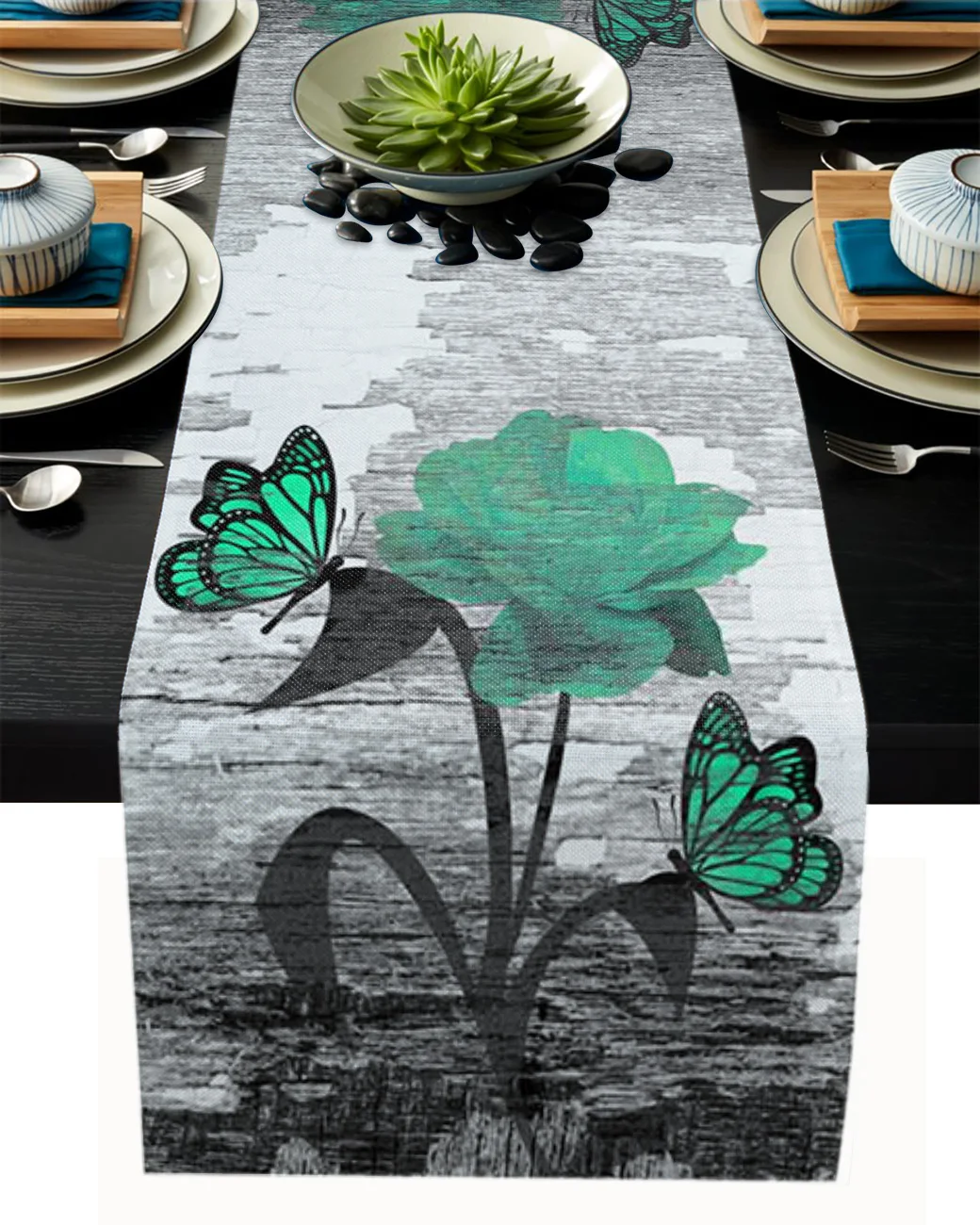 

Зеленая Роза, цветок, пятнистый фон из древесины, Настольная дорожка, украшение, домашний декор, украшение для обеденного стола, Настольная ...