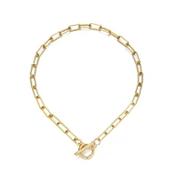 gold color stainless steel square chain toggle necklaces for women men metal ot buckle toggle clasp thick chain choker collier